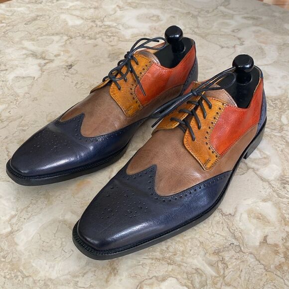 Melvin & Hamilton Jeff 14 Handcrafted Multi Colour Leather Derby Dress Shoes - Picture 4 of 16